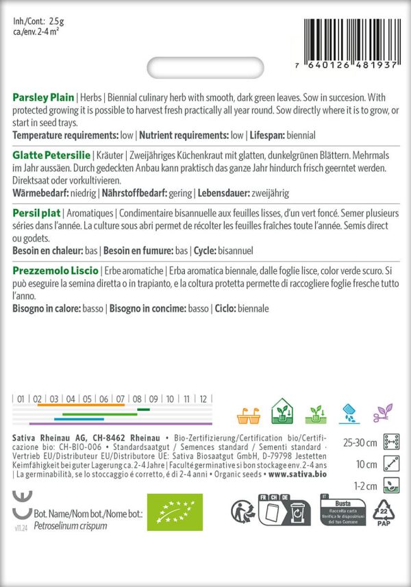 glatte petersilie, küchenkräuter, kräuter, sativa, saatgut, kompostundliebe